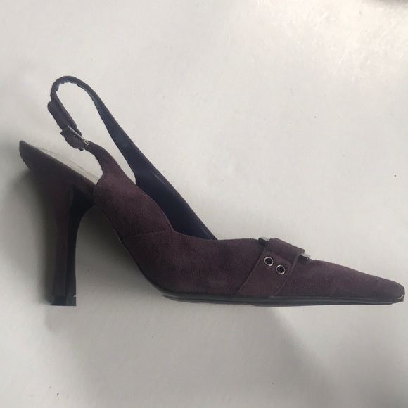 Bcbgirls Cute Purple Suede Sling Back 4” Heels - Picture 3 of 5